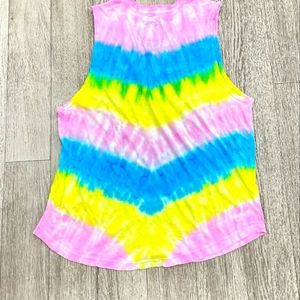 SPIRITUAL GANGSTER TIE DYE COLORFUL TANK TOP TEE SHIRT NWT